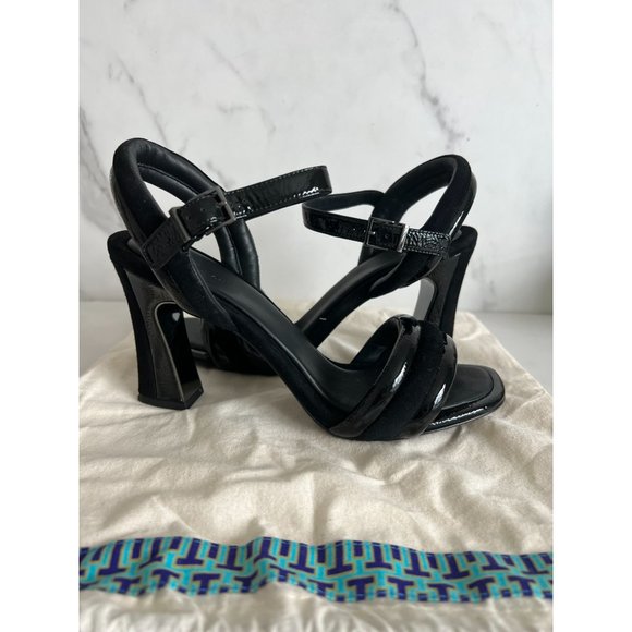 Tory Burch Shoes - TORY BURCH Black Leather Ankle Strap Heels Sz 9